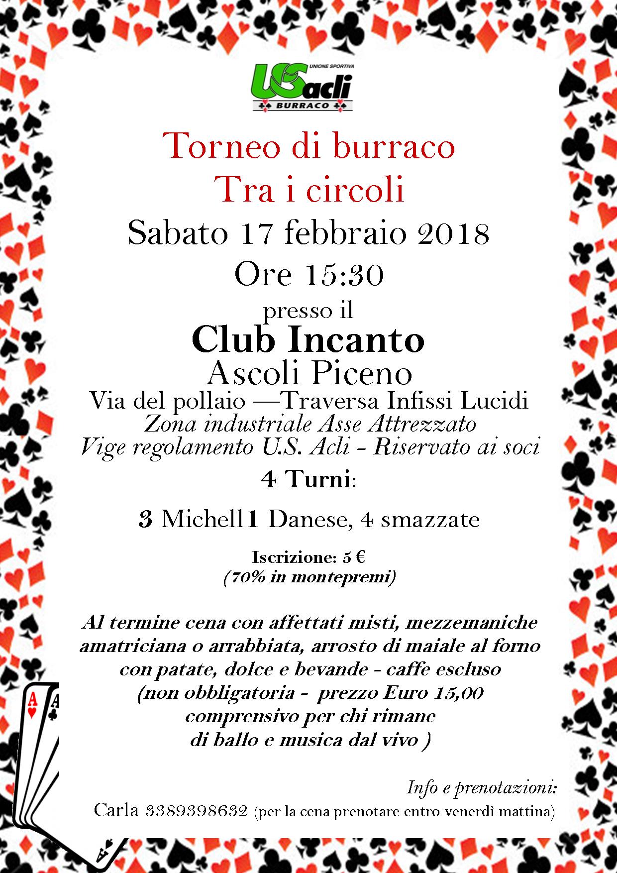 Torneo tra circoli di burraco al Club Incanto